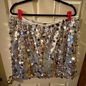 SHEIN Silver Sequin Mini Skirt